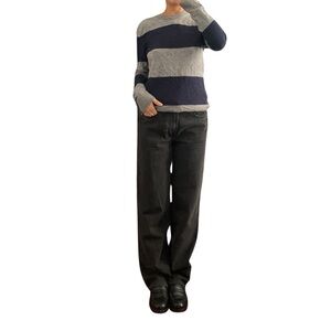 Aritzia t. babaton Cashmere and Wool Blue/Gray Striped Sweater Size S
